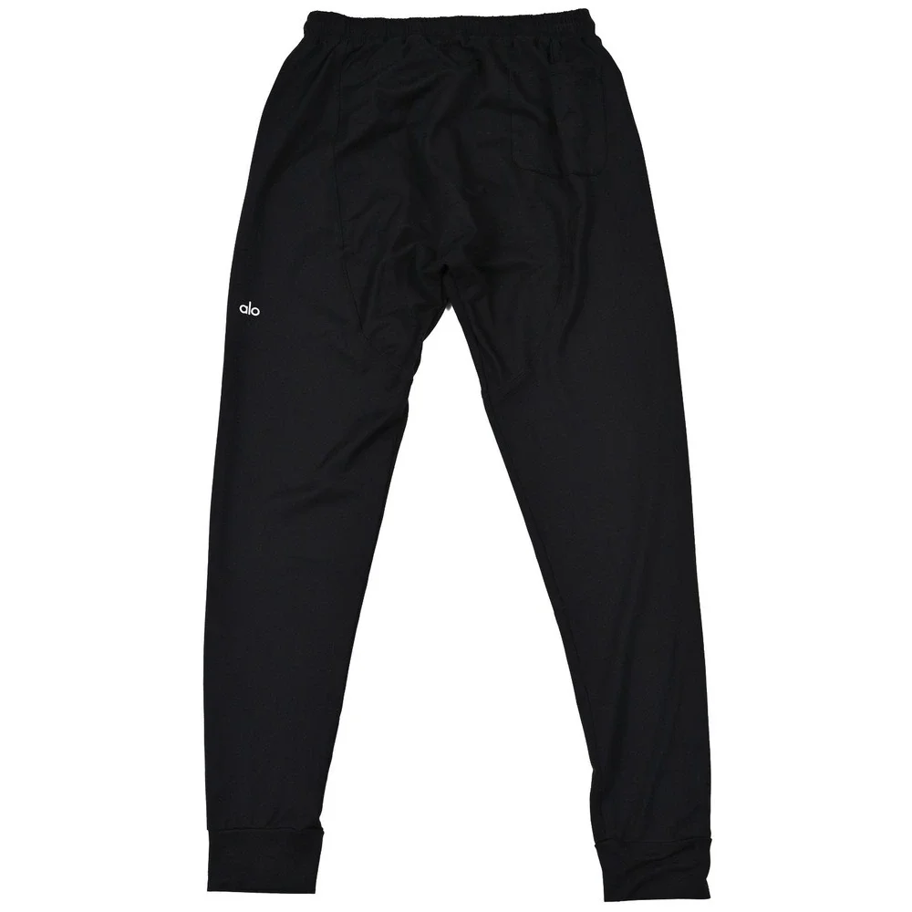 Alo Yoga Jogger Pants Womens Small Black Knit Elastic Waist Zip Pockets Athletic
